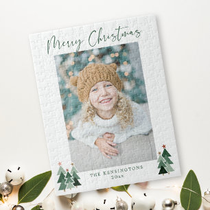 Ländliche Bäume Minimalistischer moderner Weihnach Puzzle