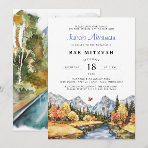 Ländliche Berg-Bar-Mizwa im Herbst Einladung