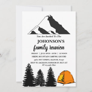 Ländliche Berge Pine Camping Familientreffen Einladung