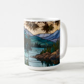 Ländliche Berglandschaft Buntglas Kaffeetasse (VorderseiteRechts)