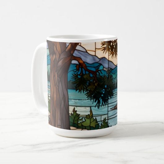 Ländliche Berglandschaft Buntglas Kaffeetasse (Vorderseite Links)