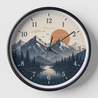 Ländliche Berglandschaft Wanduhr | Natur 