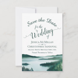 Ländliche Bergsee-Landschaft Zielort-Hochzeit Save The Date