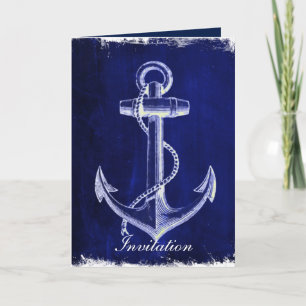 ländliche Blaue Anker nautische Hochzeitseinladung Einladung