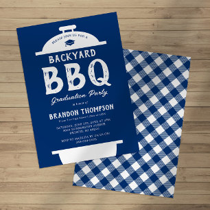 Ländliche Blaue Hinterhof-BBQ-Abschlussfeier Einladung