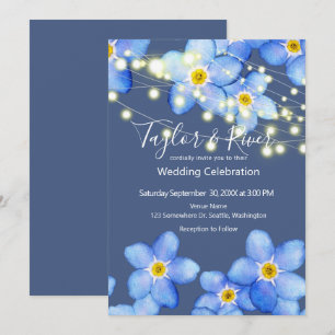 Ländliche Blaue Vergissmeinnicht-Hochzeit Einladung