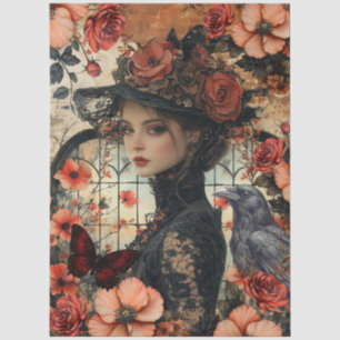 Ländliche Blumen Mädchen Fantasy Art Collage Decou Seidenpapier