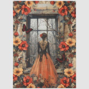 Ländliche Blumen Mädchen Fantasy Art Collage Decou Seidenpapier