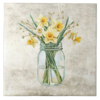 Ländliche Blumen Narzissen in einer antiken Vase 