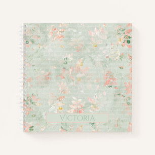 Ländliche Blumen Pastell Vintage Personalisiert Notizblock