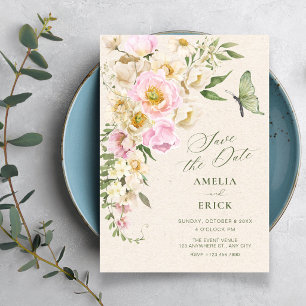 Ländliche Blumenästhetik Save The Date