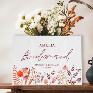 Ländliche Boho-Herbst-Wildblumen Brautjungfern Hoc Große Geschenktüte