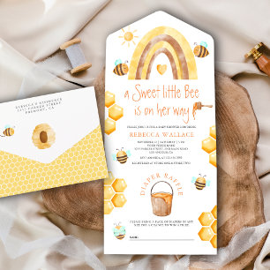 Ländliche Boho-Regenbogen Süße Kleine Biene Babypa All In One Einladung