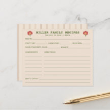 Ländliche botanische Farmhouse-Rezeptkarte für die