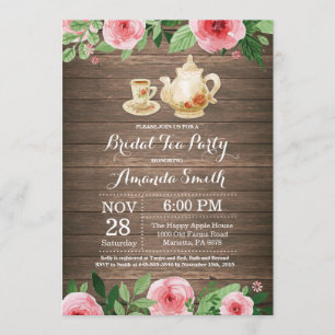 Ländliche Brautparty-Teeparty-Einladung Einladung