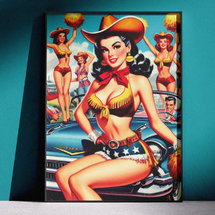 Ländliche Cheerleader-Pin-up Poster
