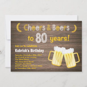 Ländliche Cheers und Beers 80. Geburtstagseinladun Einladung