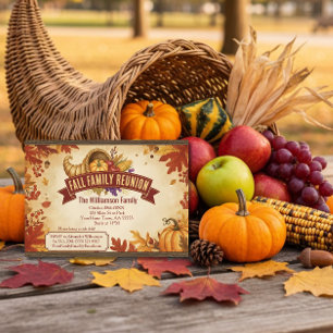 Ländliche Cornucopia Herbst-Familientreffen-Einlad Feiertagskarte