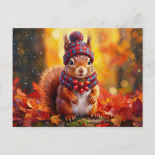 Ländliche Cottagecore-Herbst-Rotlicht-Landschaft Postkarte