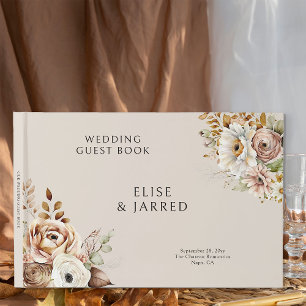 Ländliche Country-Blumen Braune Neutrale Hochzeit Gästebuch