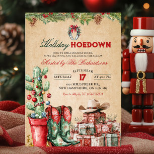 Ländliche Cowboy-Weihnachtsferien-Hoedown-Party Einladung