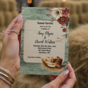 Ländliche Cowboy-Western-Hochzeitseinladung (Rost) Einladung