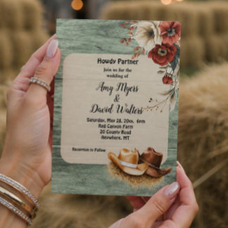 Ländliche Cowboy-Western-Hochzeitseinladung (Rost) Einladung