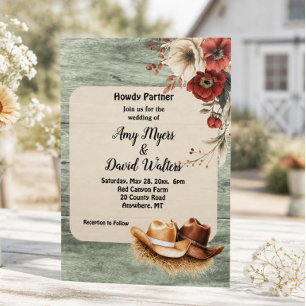 Ländliche Cowboy-Western-Hochzeitseinladung (Rost) Einladung