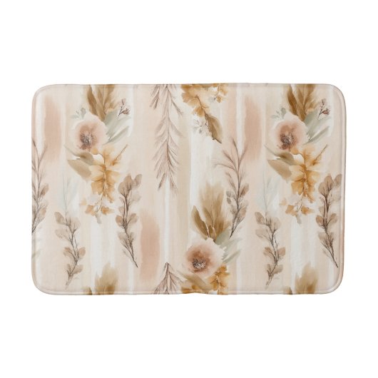 Ländliche Creme Boho Blumen Badematte (Vorderseite)
