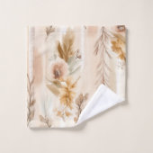 Ländliche Creme Boho Blumen Badhandtuch Set (Waschlappen)