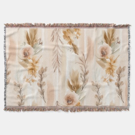 Ländliche Creme Boho Blumen Decke (Vorderseite)