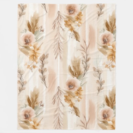 Ländliche Creme Boho Blumen Fleecedecke (Vorderseite)