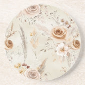 Ländliche Creme Boho Blumen Getränkeuntersetzer (Vorne)