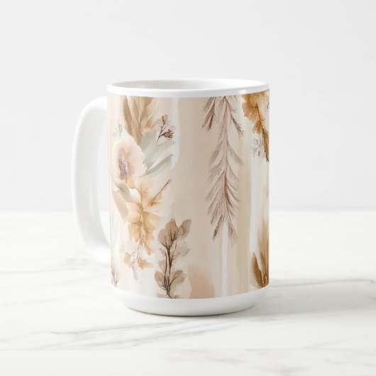 Ländliche Creme Boho Blumen Kaffeetasse (Vorderseite Links)