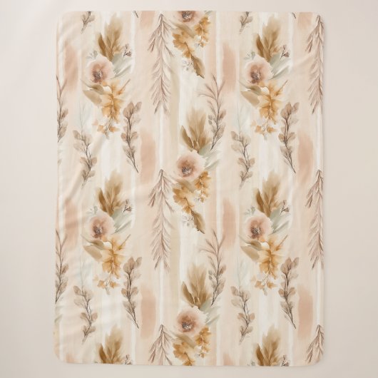 Ländliche Creme Boho Blumen Sherpadecke (Vorderseite)