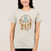 Ländliche Creme Boho Blumen Tri-Blend Shirt (Vorderseite)