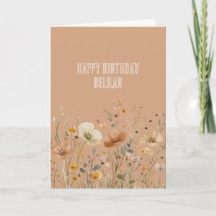 Ländliche Creme Boho Florale Geburtstag Karte