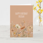 Ländliche Creme Boho Florale Geburtstag Karte (Gelbe Blume)