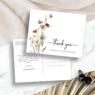 Ländliche Dankeschön-Wildblume Postkarte