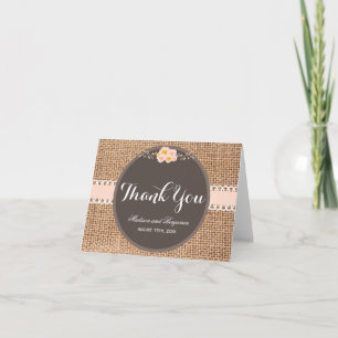 Ländliche Danksagungskarten aus Jute für die Hochz Dankeskarte