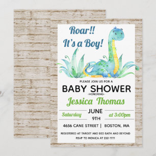 Ländliche Dinosaurier-Junge-Baby-Shower-Einladung Einladung