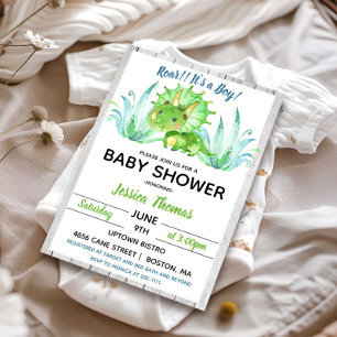 Ländliche Dinosaurier-Jungen-Baby-Shower-Einladung Einladung