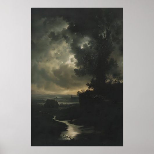 Ländliche dunkle Cottagecore-Naturlandschaft Poster (Vorne)