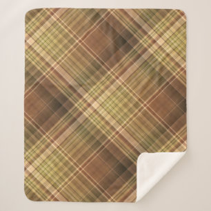 Ländliche Eiche Braun und Olive Karo Sherpadecke
