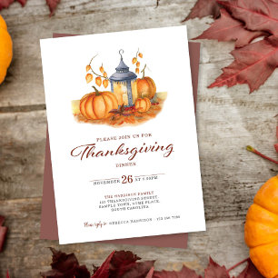 Ländliche Einladung zum Thanksgiving-Kürbisessen