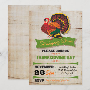 Ländliche Einladungen zur Thanksgiving-Dinnerparty