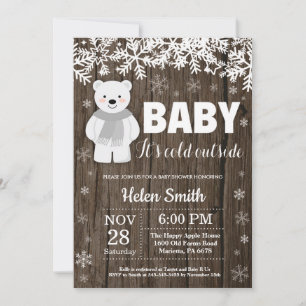 Ländliche Eisbär-Winter-Baby-Shower-Einladung Einladung