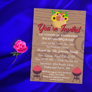 Ländliche Farmhaus-Grillkarte Sommer-Picknick im H Einladung