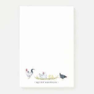 Ländliche Farmhaus-Hühner Monogramm-Briefpapier Post-it Klebezettel