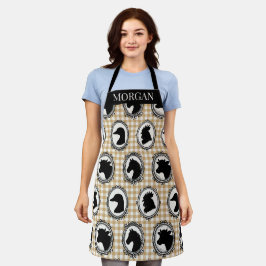Ländliche Farmküche Barnyard Gingham Schwarz & Kha Schürze